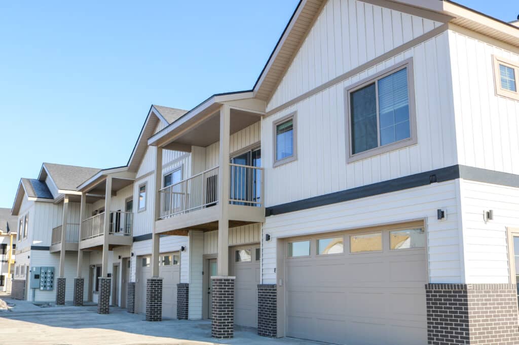 exterior of townhome building